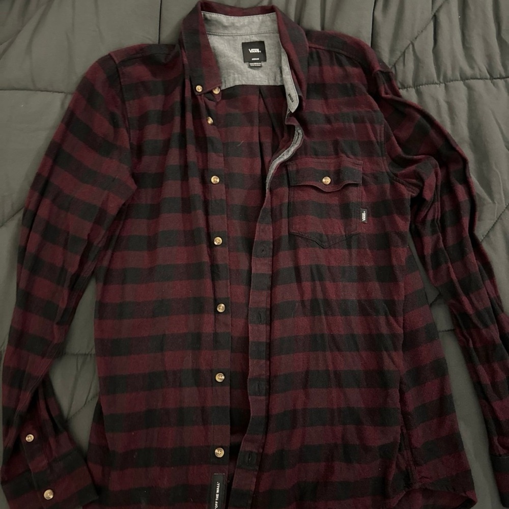 Vans Burgundy and Black Plaid Slim fit Shirt